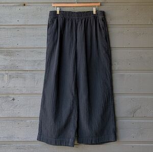 Old Navy High Rise Wide Leg Pants DemiDouble Weave Black Comfort Waistband Large